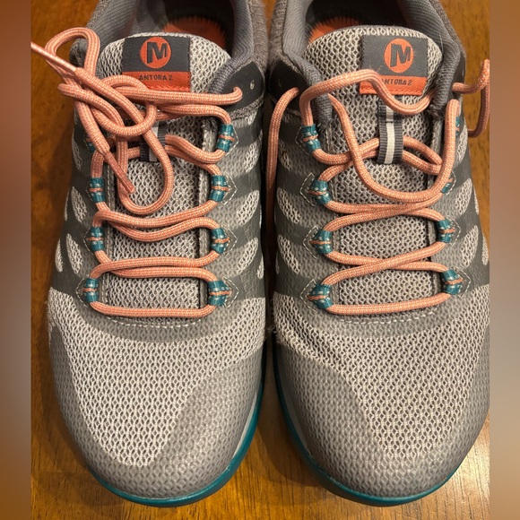 Merrell Antora 2 Trail Running Shoe Women’s Size 10 QForm2 Gray/Coral/Teal - Picture 8 of 11